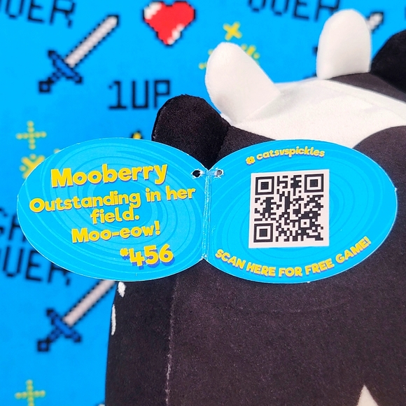 Cepia Cats Vs Pickles MooBerry The Strawberry Cow 8" #456 UltraSoft Jumbo Plush - Picture 10 of 11